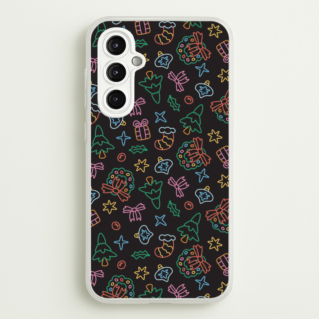 Neon Christmas Icons Pattern I Phone Case