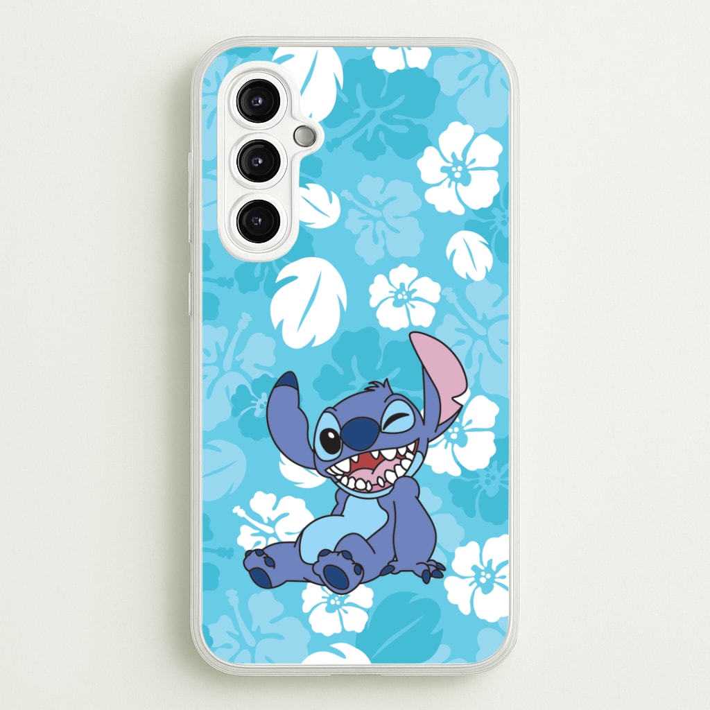 Cute Blue Alien Floral Pattern Phone Case