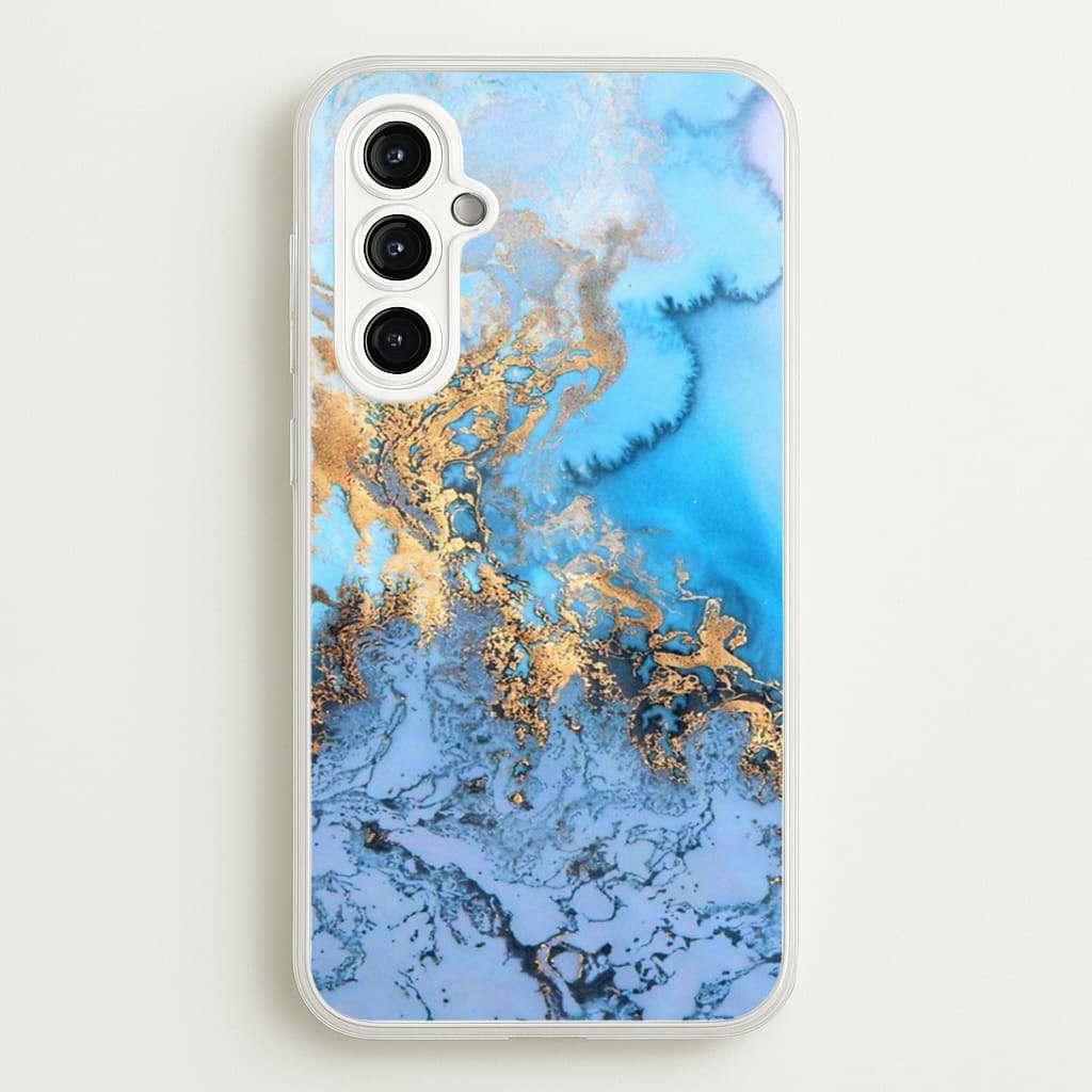 Sea Blue and Gold Marble Phone Case