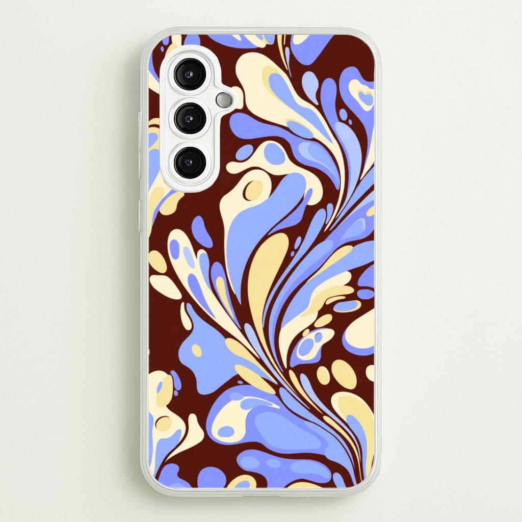 Blue, Yellow & Brown Marble Swirl Phone Case