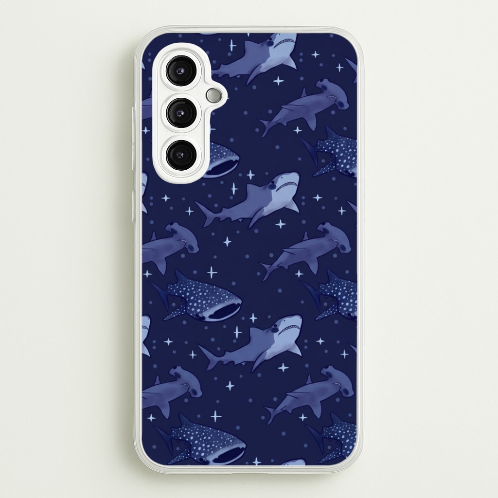 Navy Shark Pattern Phone Case