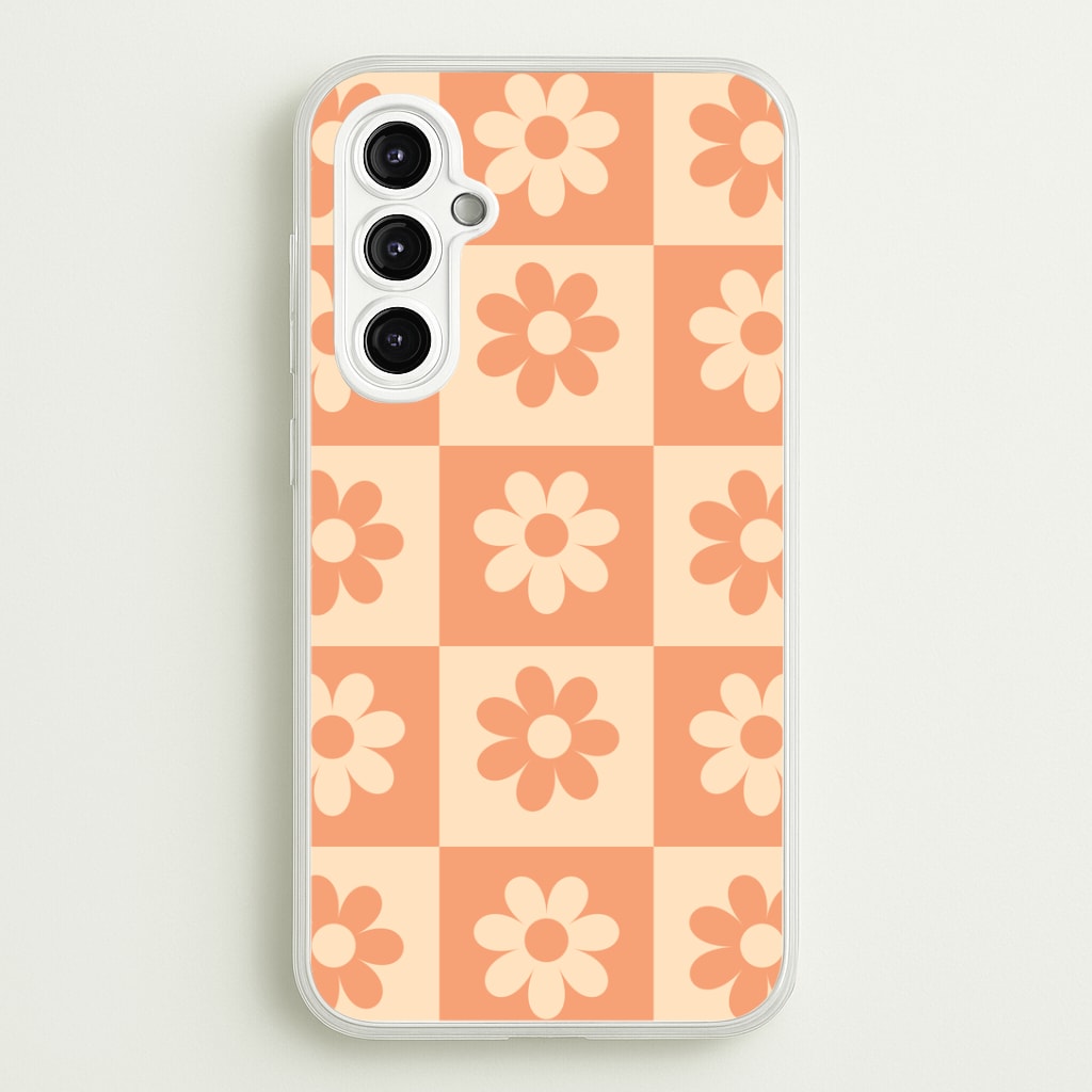 Checkered Flowers Orange Phone Case