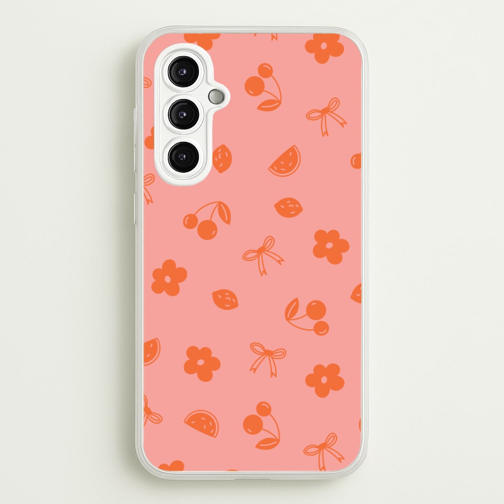Coquette Orange Cherries Pattern Phone Case