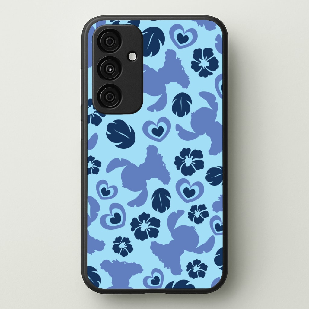 Blue Alien Silhouette Pattern Phone Case