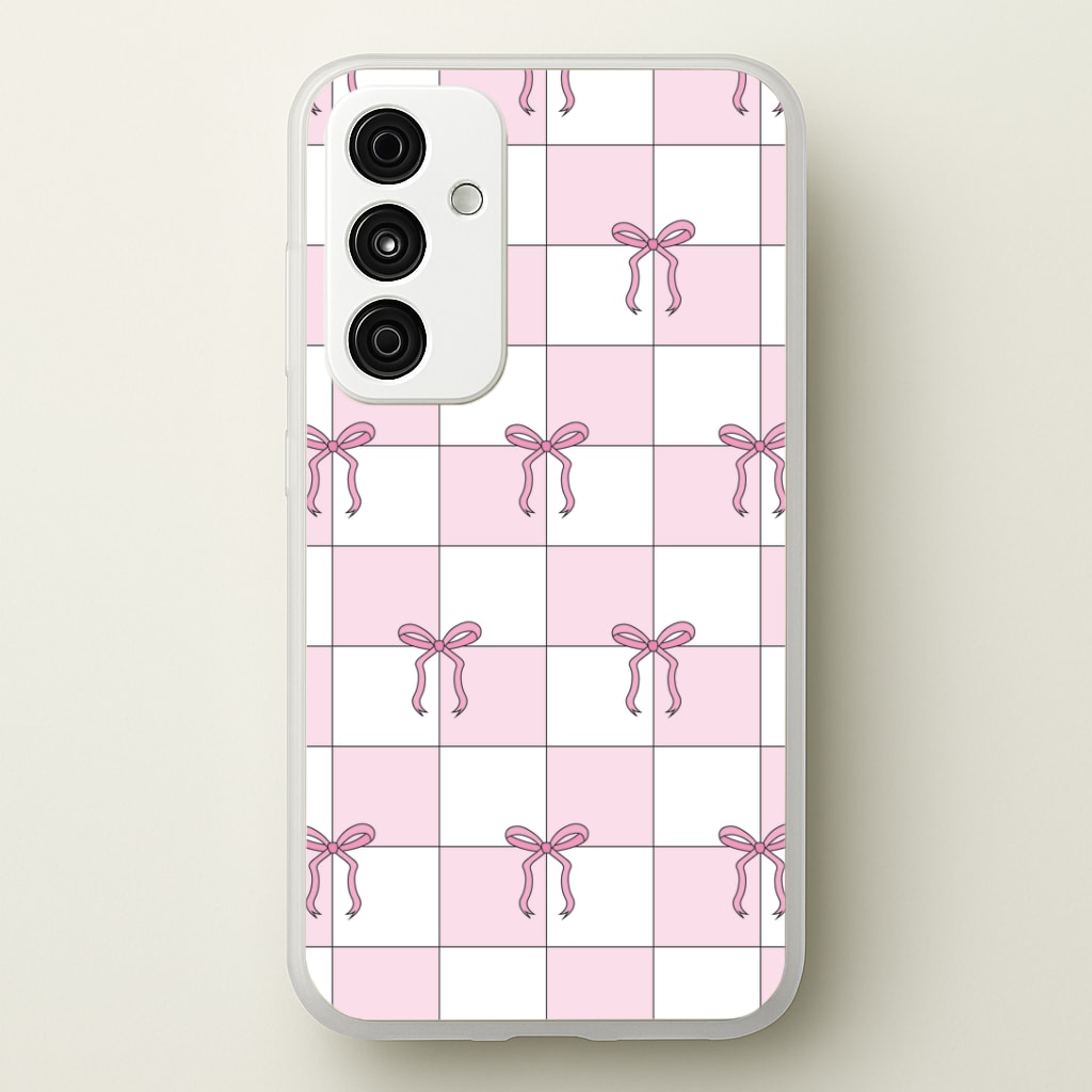Checkered Pink Coquette Bows Phone Case