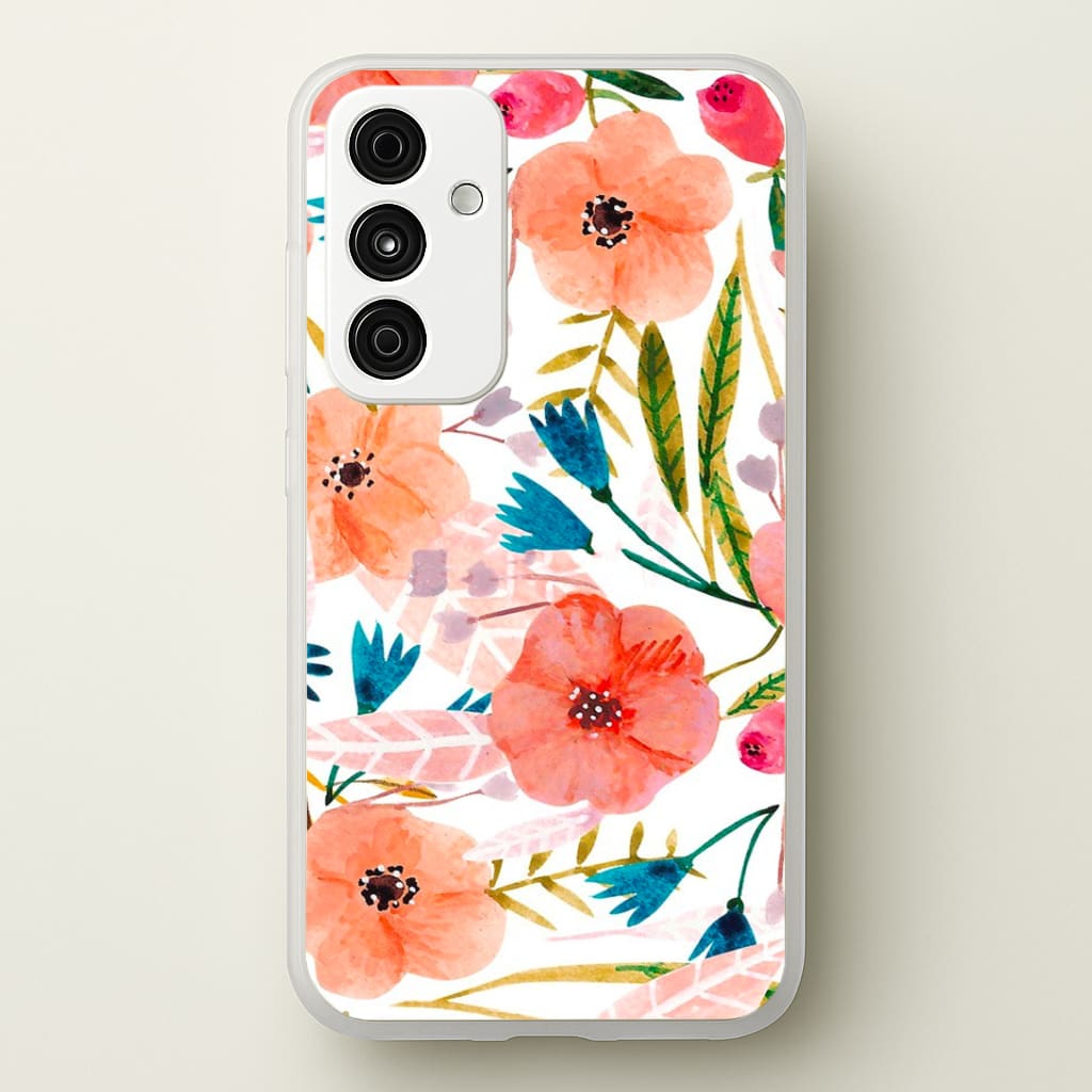 Peach Watercolour Floral Pattern Phone Case