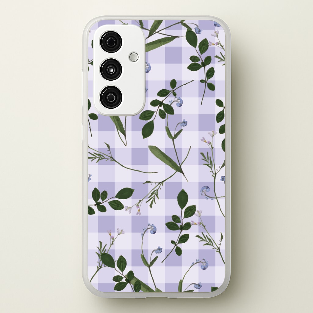 Checkered Pressed Flowers Pattern Phone Case