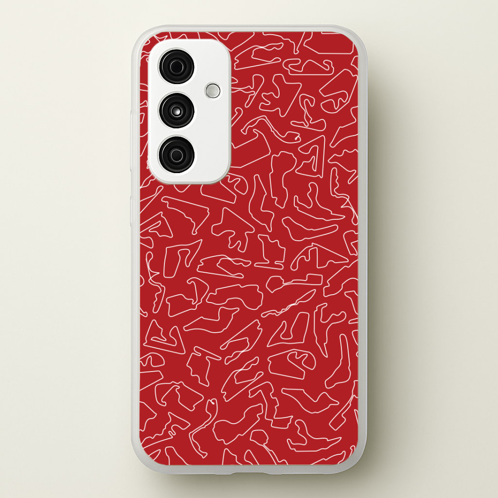 Track Outlines Red Phone Case