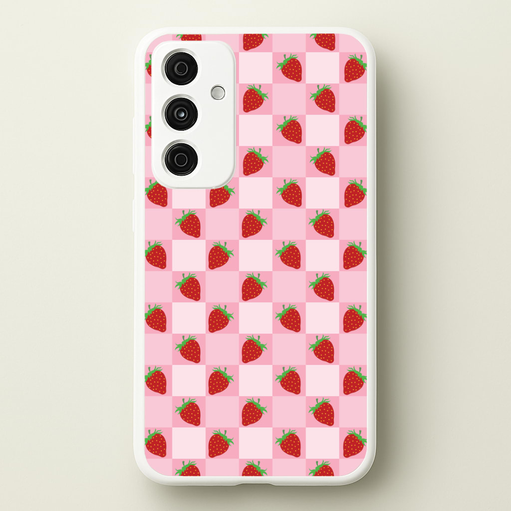 Checkered Strawberries Pattern Phone Case