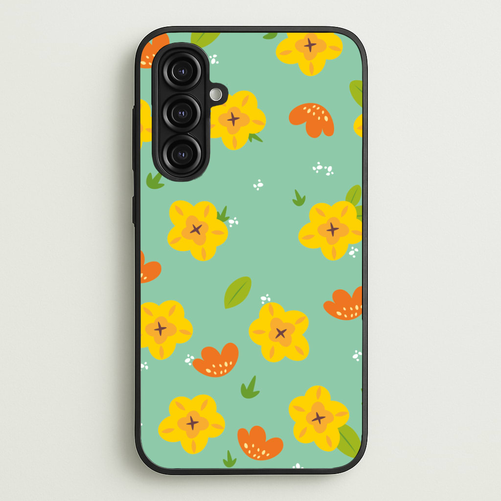 Yellow And Orange Pattern - Floral Phone Case