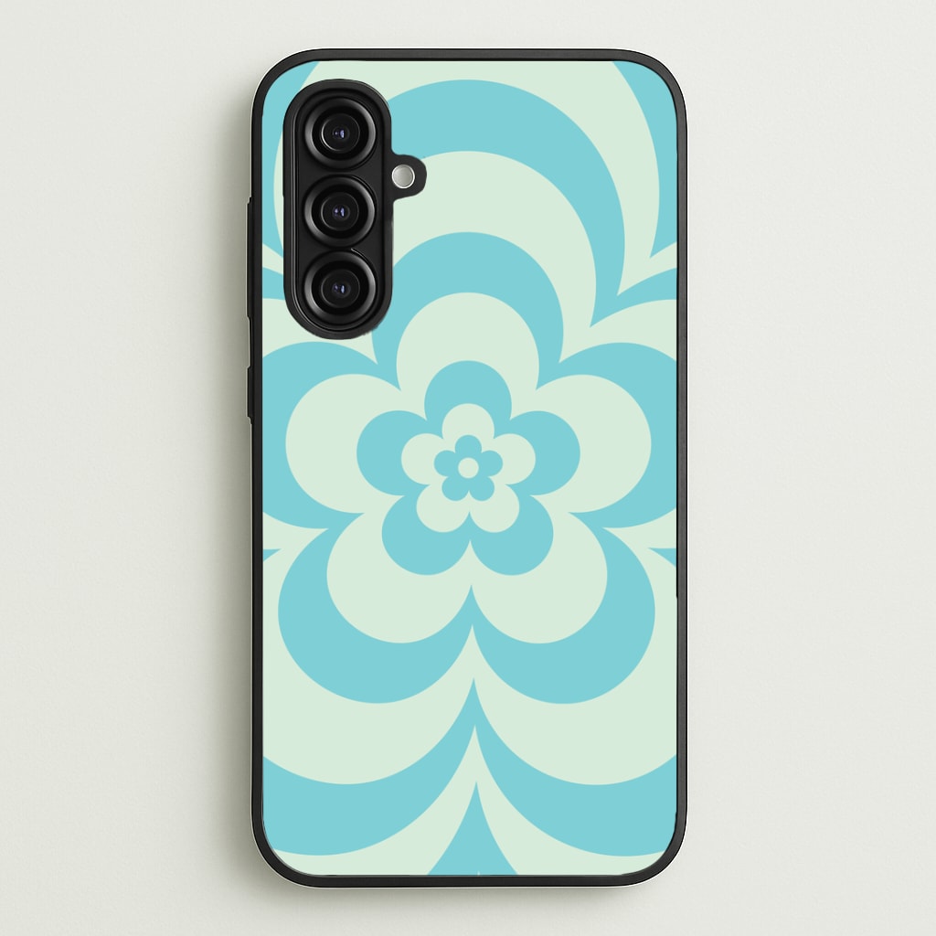 Teal Abstract Flower Pattern Phone Case