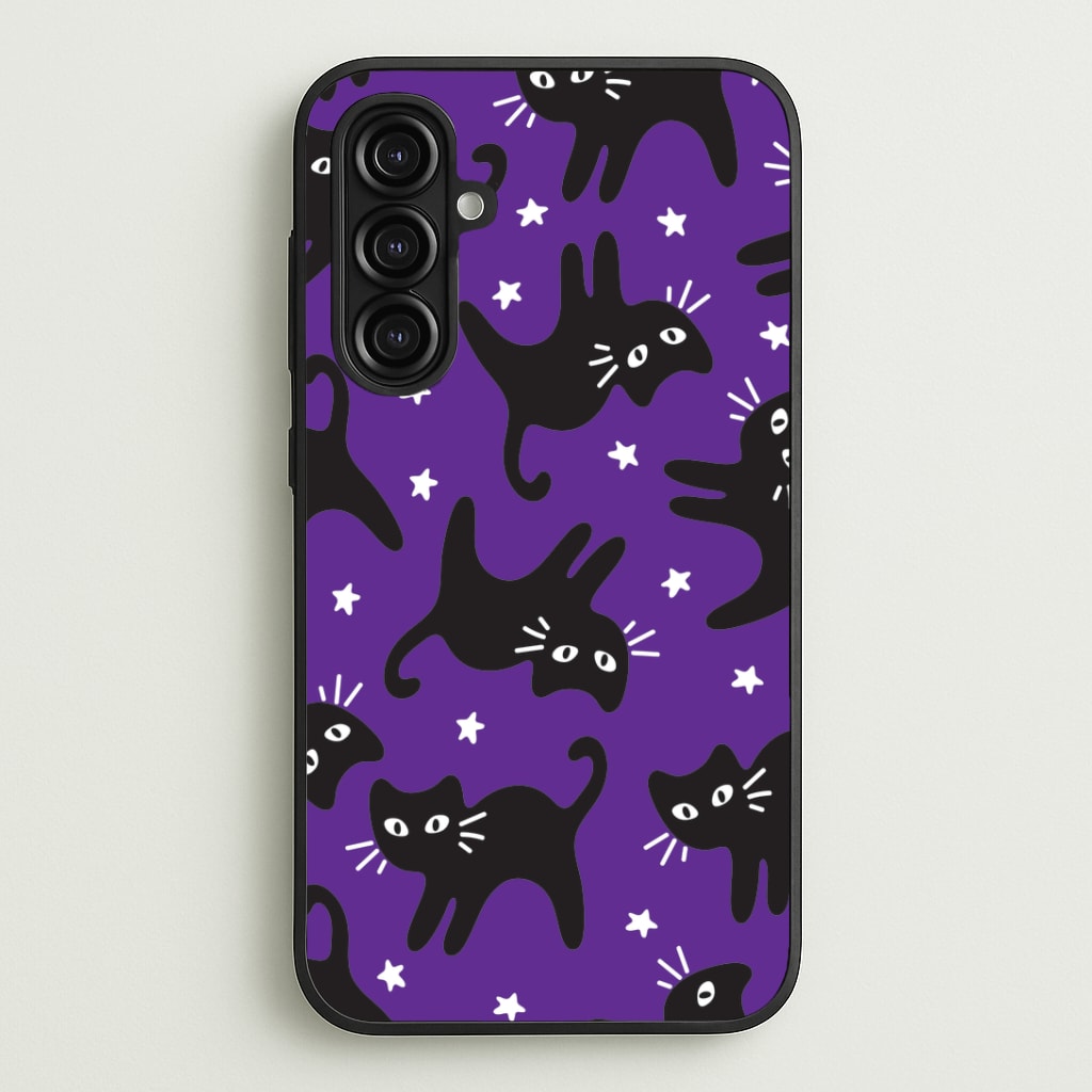 Cartoon Black Cats And Stars Pattern Phone Case