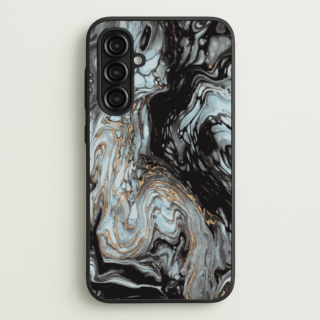 Black And Gold Cloudy Marble Phone Case