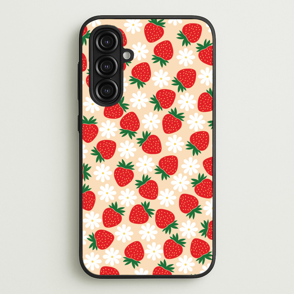 Strawberries and Flowers - Spring Patterns Phone Case