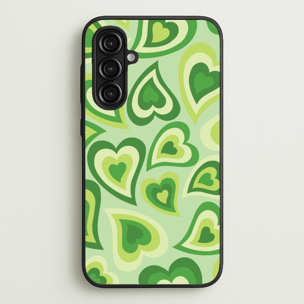 Green Hearts - Trippy Patterns Phone Case