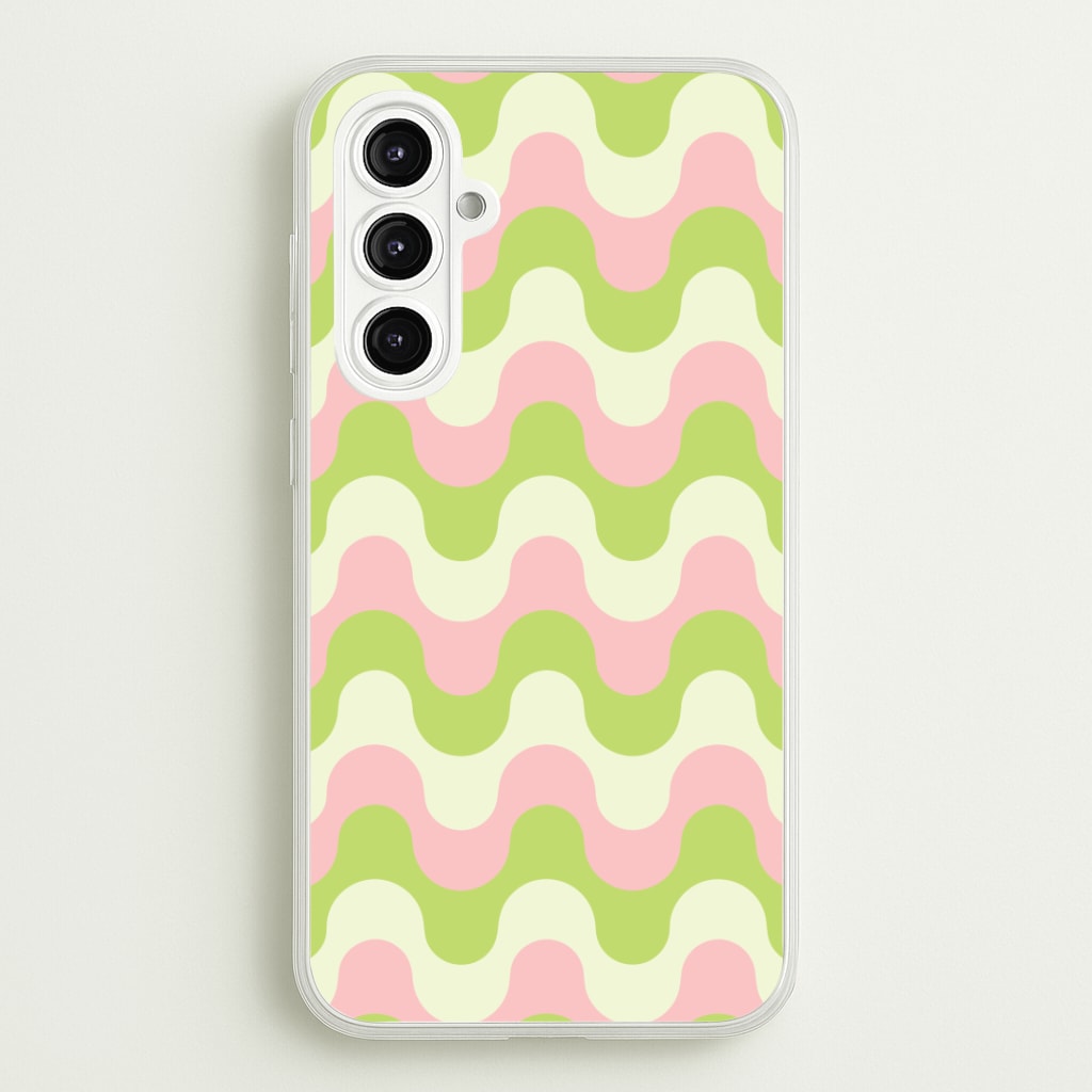 Green And Pink Retro Waves Pattern Phone Case