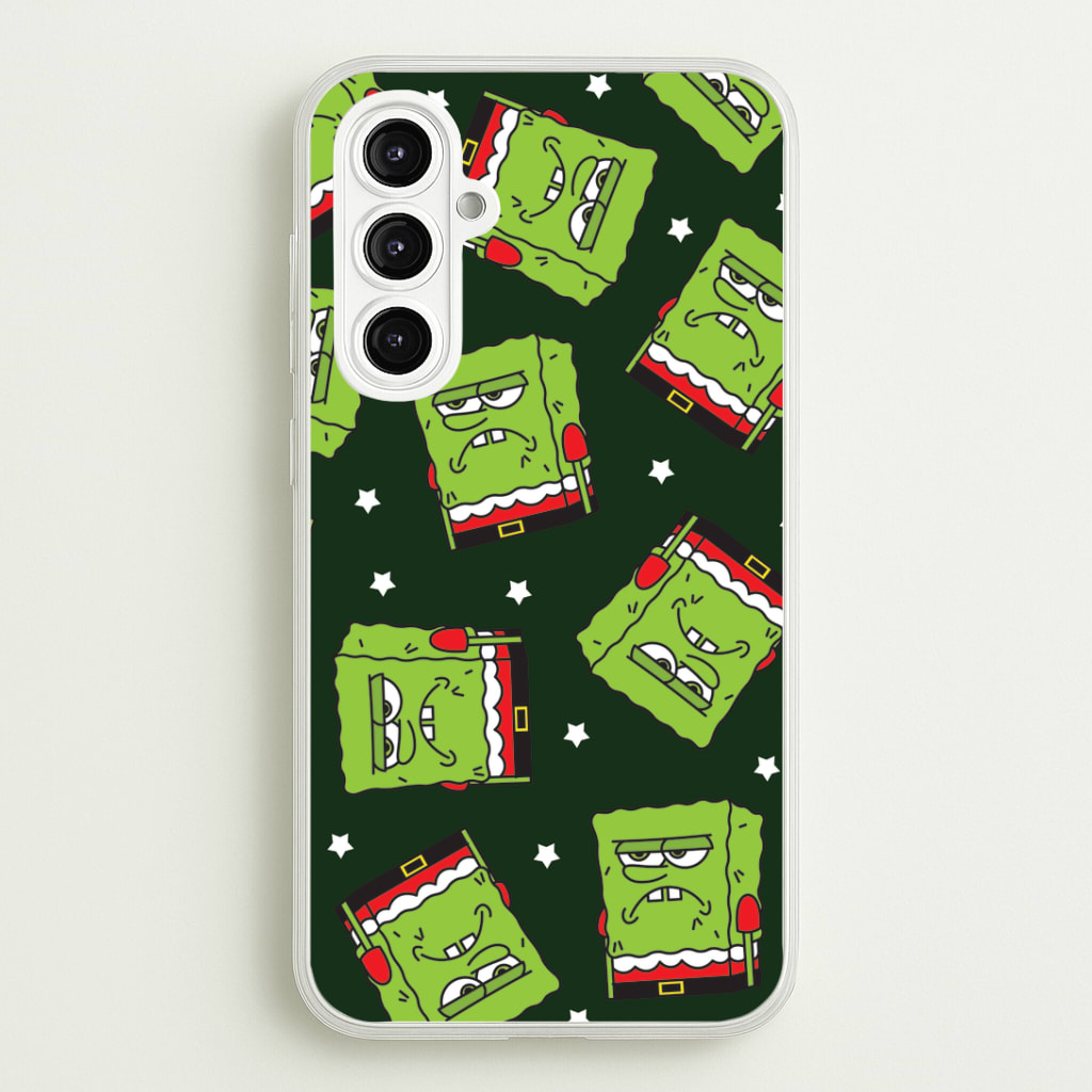 Grumpy Christmas Cartoon Sponge Pattern Phone Case