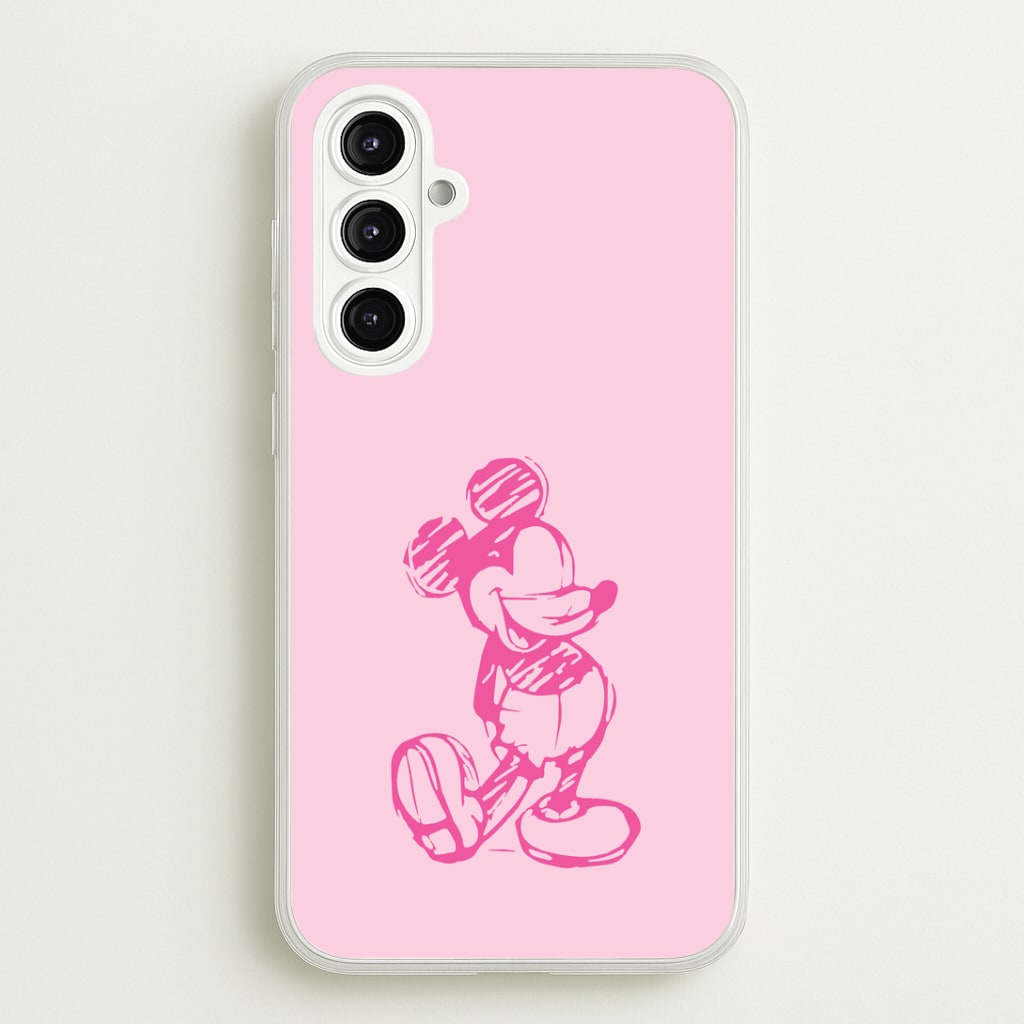 Sketched Mouse Outline Pink Phone Case