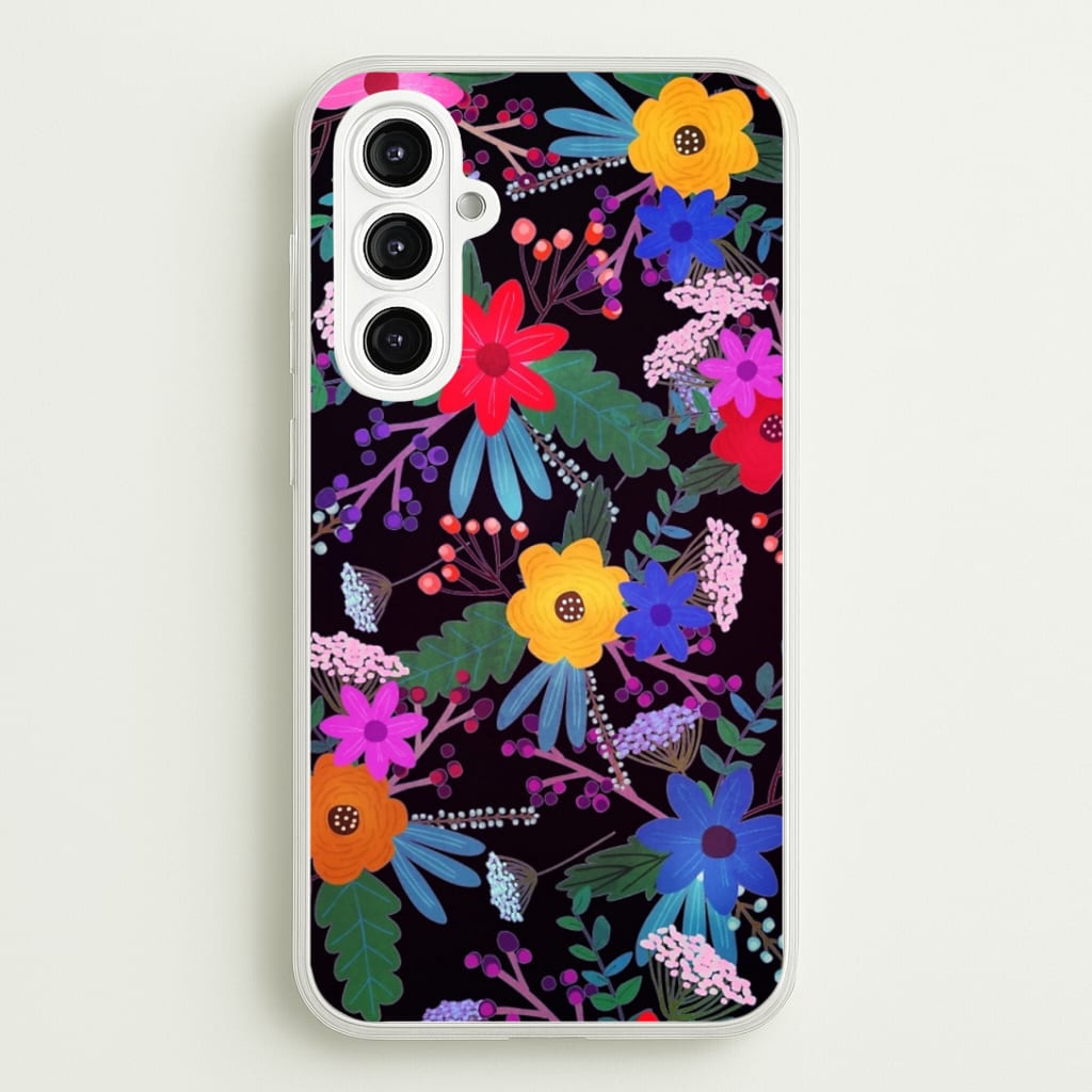 Black & Colourful Floral Pattern Phone Case