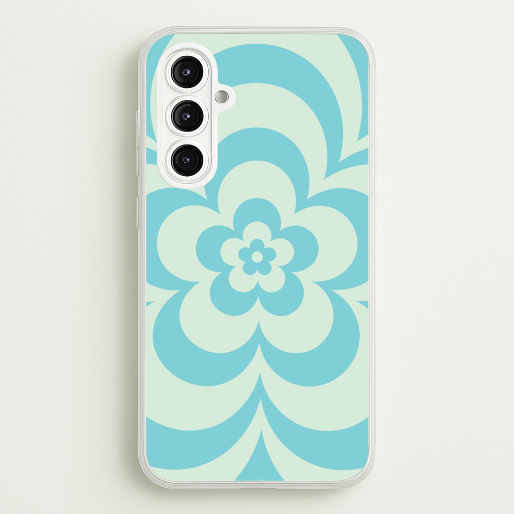 Teal Abstract Flower Pattern Phone Case