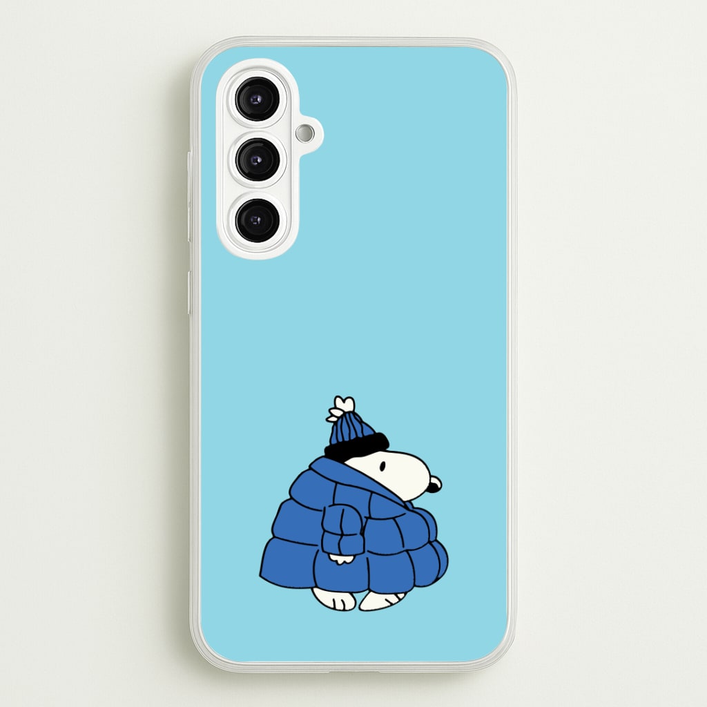 Cartoon Beagle Puffer Jacket Blue Phone Case