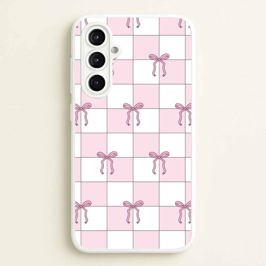 Checkered Pink Coquette Bows Phone Case