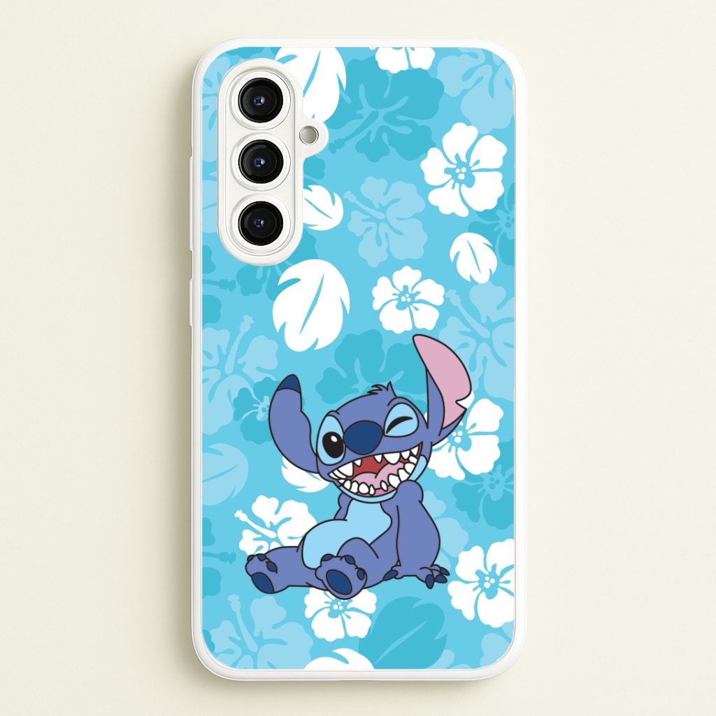 Cute Blue Alien Floral Pattern Phone Case