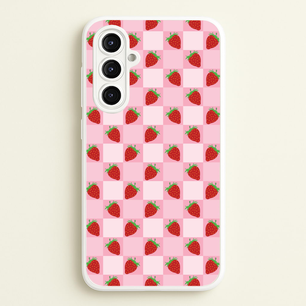 Checkered Strawberries Pattern Phone Case