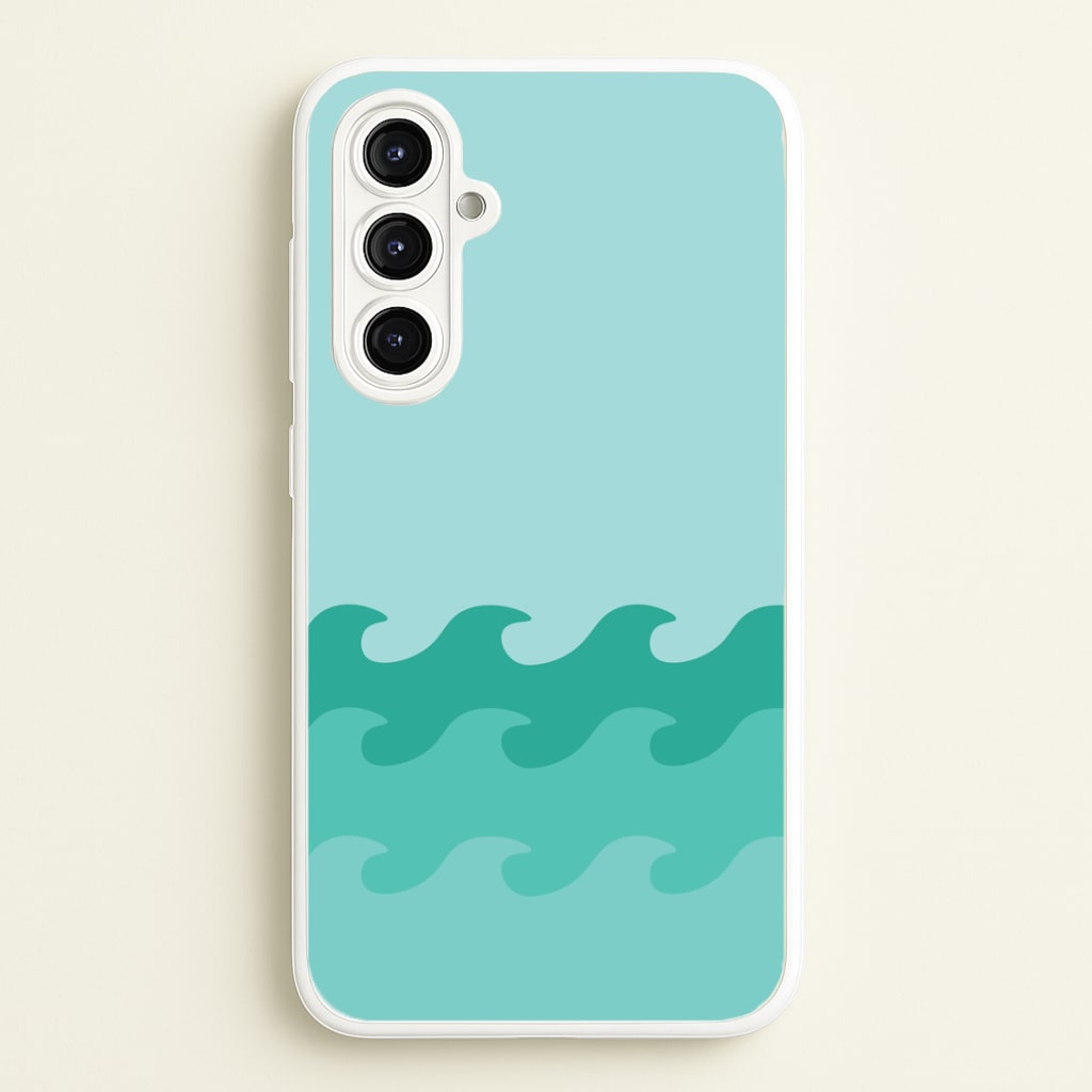 Cyan Beach Waves Pattern Phone Case