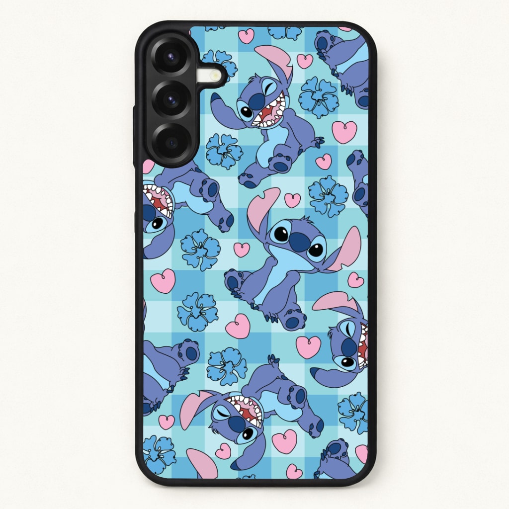 Blue Alien And Hearts Pattern Phone Case