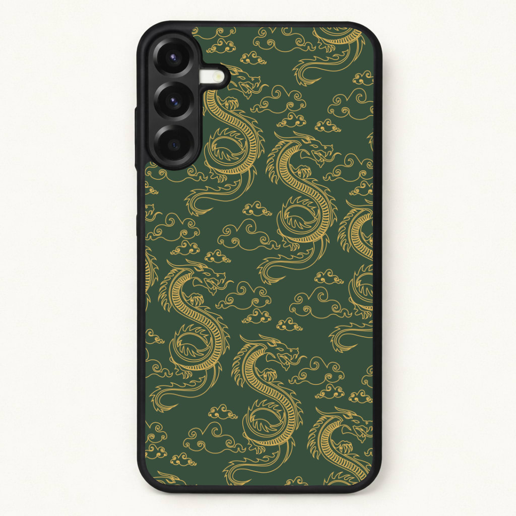 Green And Gold Dragon Pattern Phone Case