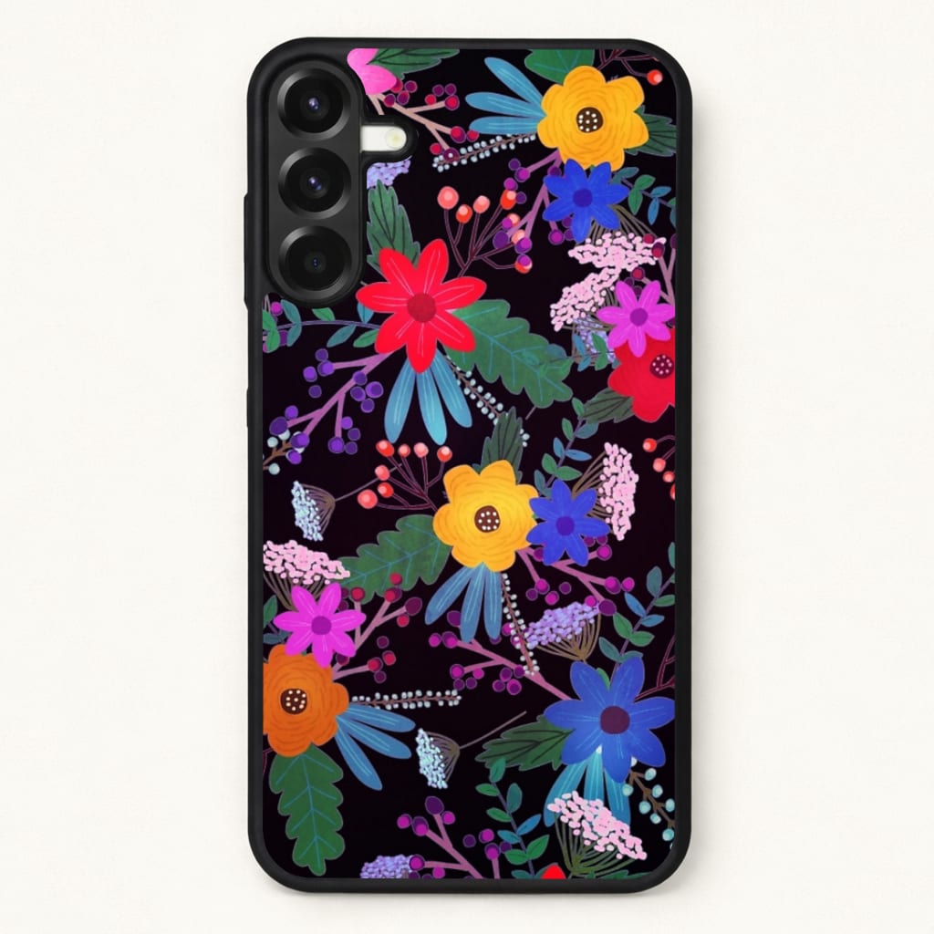 Black & Colourful Floral Pattern Phone Case