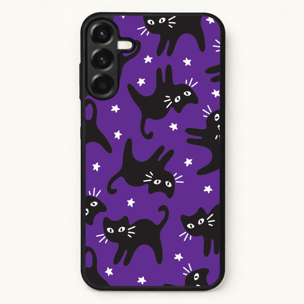 Cartoon Black Cats And Stars Pattern Phone Case