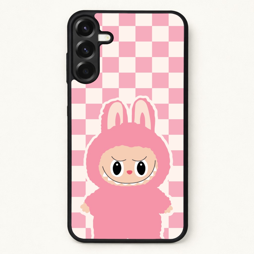 Checkered Cute Pink Monster Phone Case