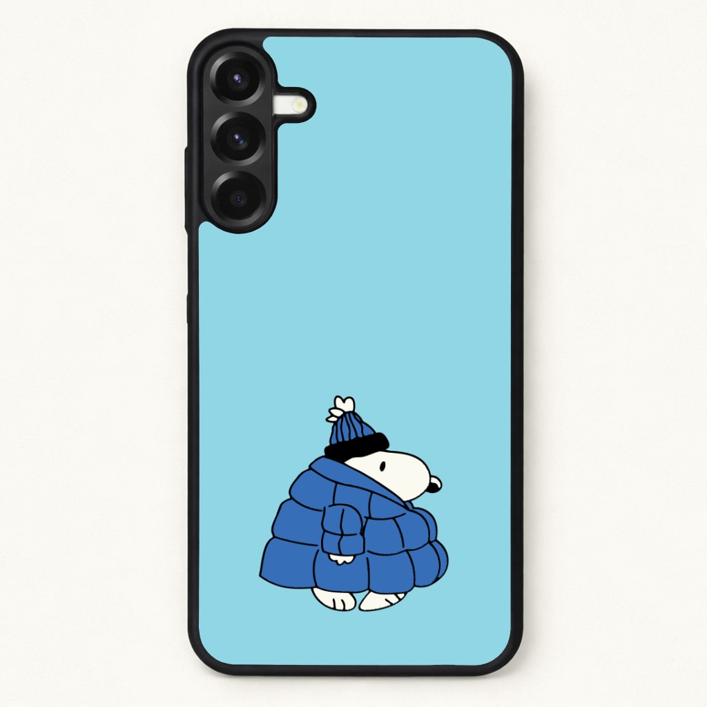 Cartoon Beagle Puffer Jacket Blue Phone Case