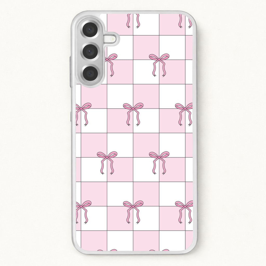 Checkered Pink Coquette Bows Phone Case