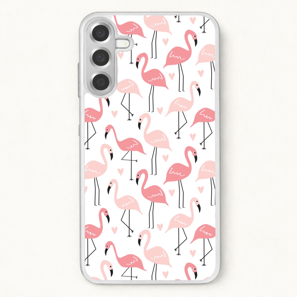 White & Pink Flamingo Pattern Phone Case