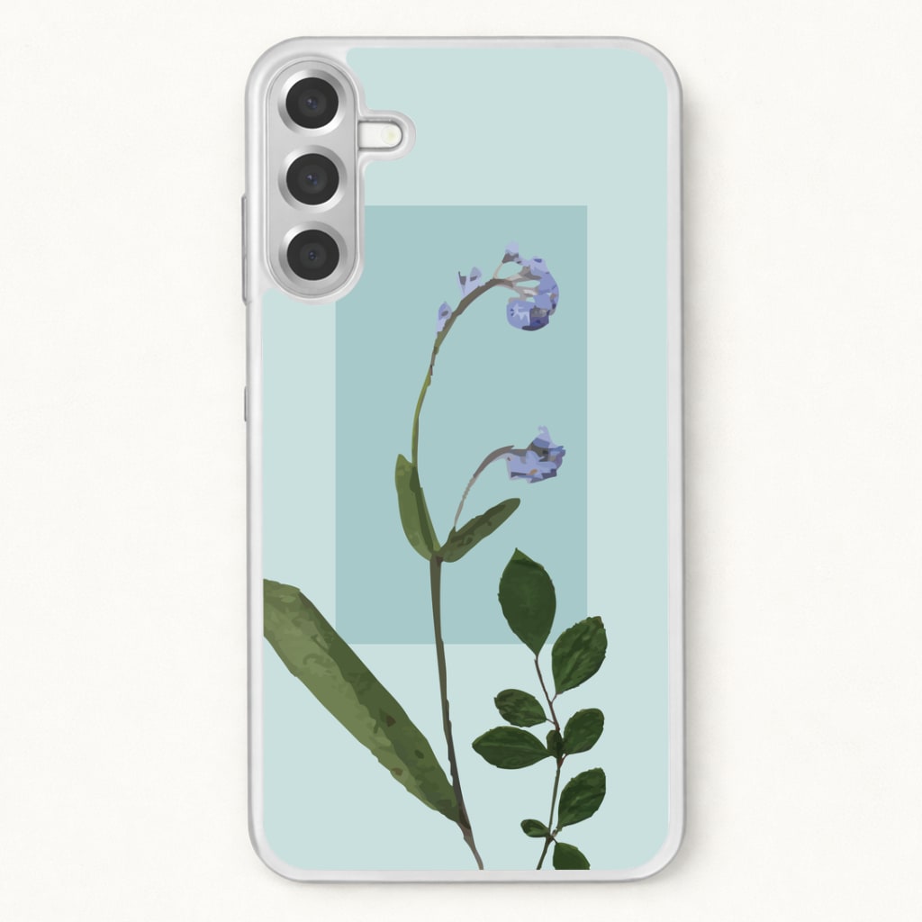 Abstract Blue Pressed Flower Phone Case