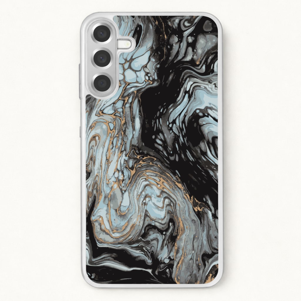 Black And Gold Cloudy Marble Phone Case