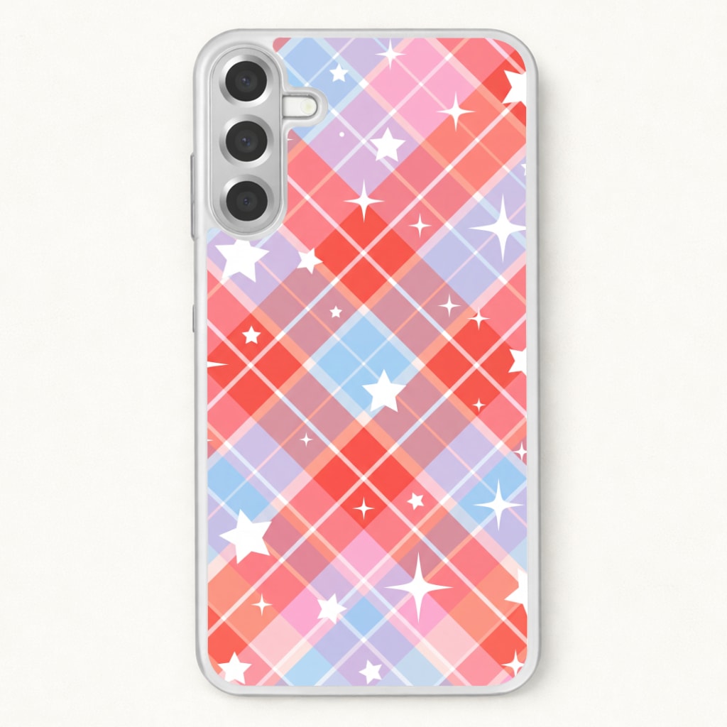Coral Plaid Starfall Phone Case