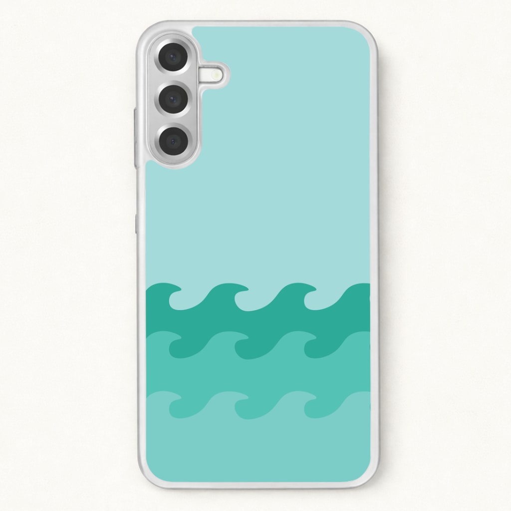 Cyan Beach Waves Pattern Phone Case
