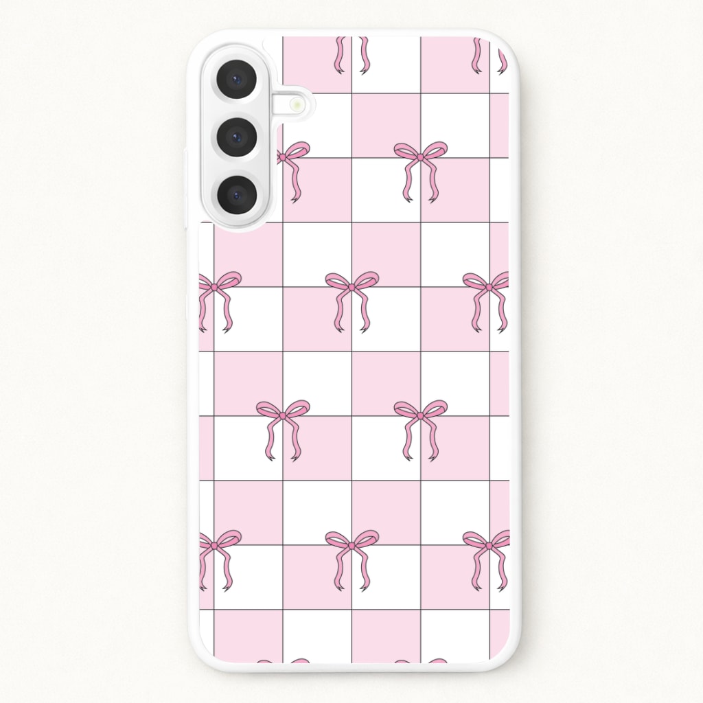 Checkered Pink Coquette Bows Phone Case
