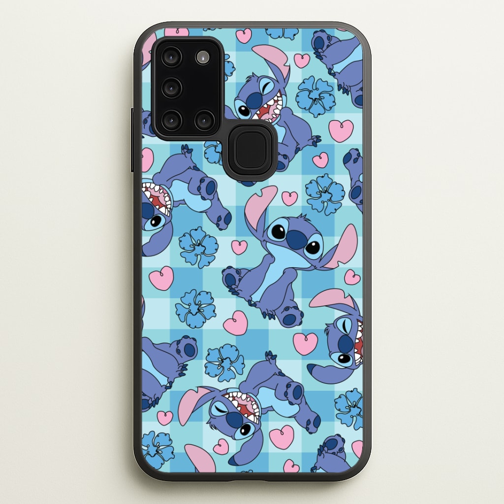 Blue Alien And Hearts Pattern Phone Case