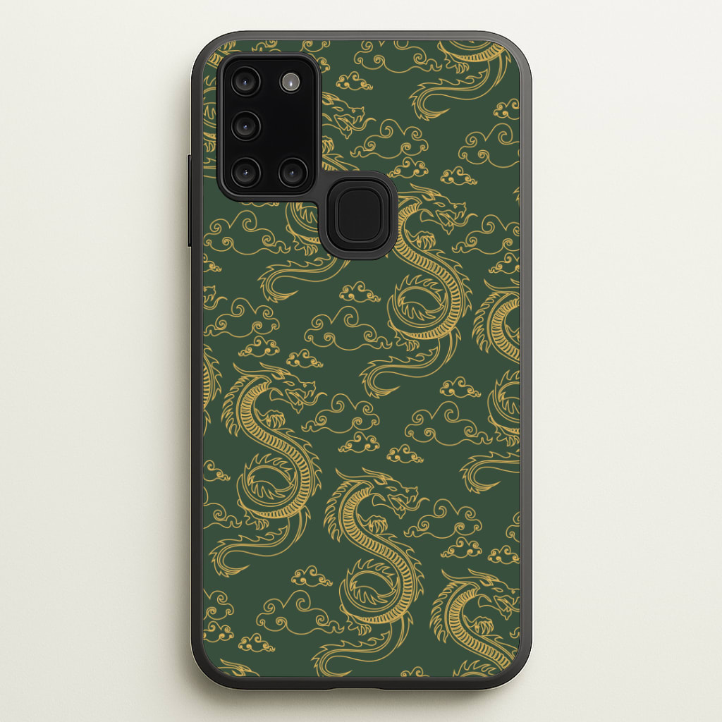 Green And Gold Dragon Pattern Phone Case