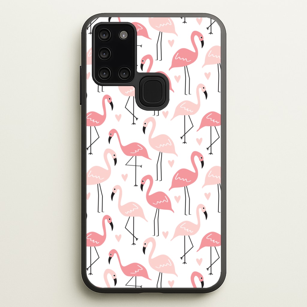 White & Pink Flamingo Pattern Phone Case