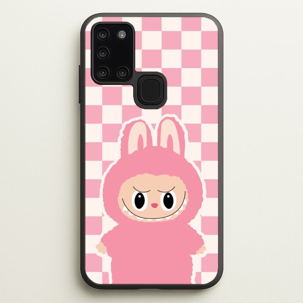 Checkered Cute Pink Monster Phone Case