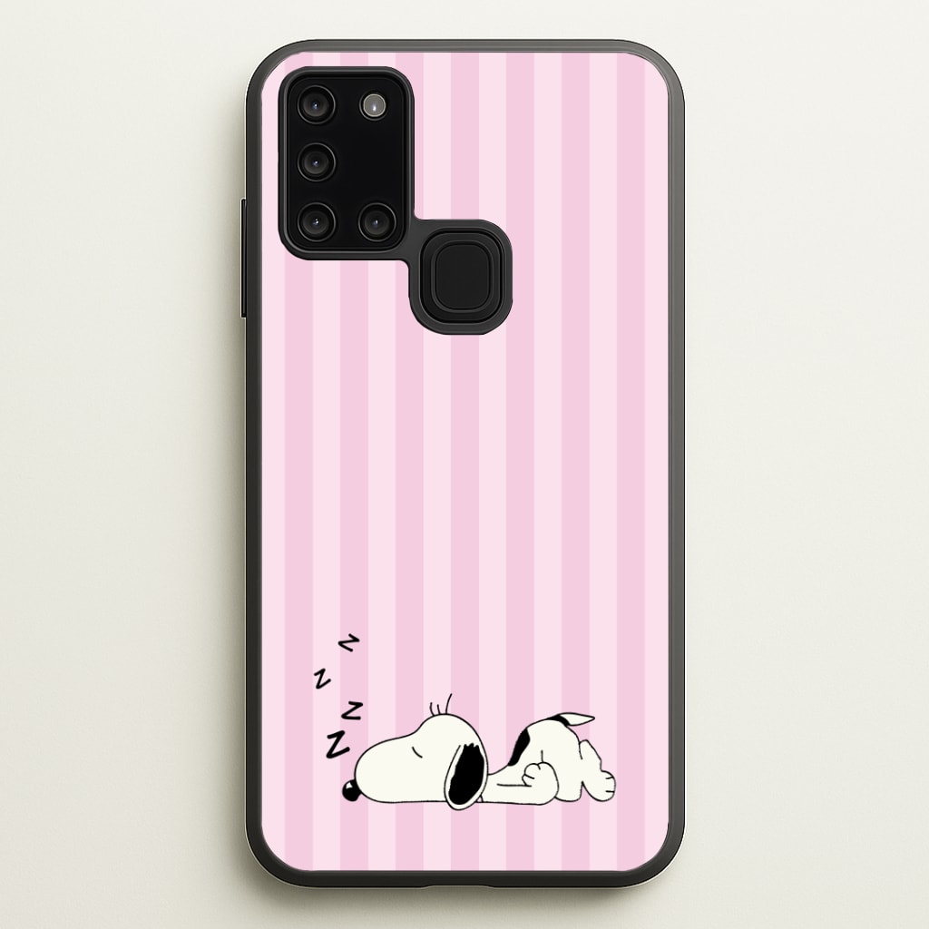 Pastel Stripes Cartoon Beagle Phone Case - Galaxy A21s / Standard