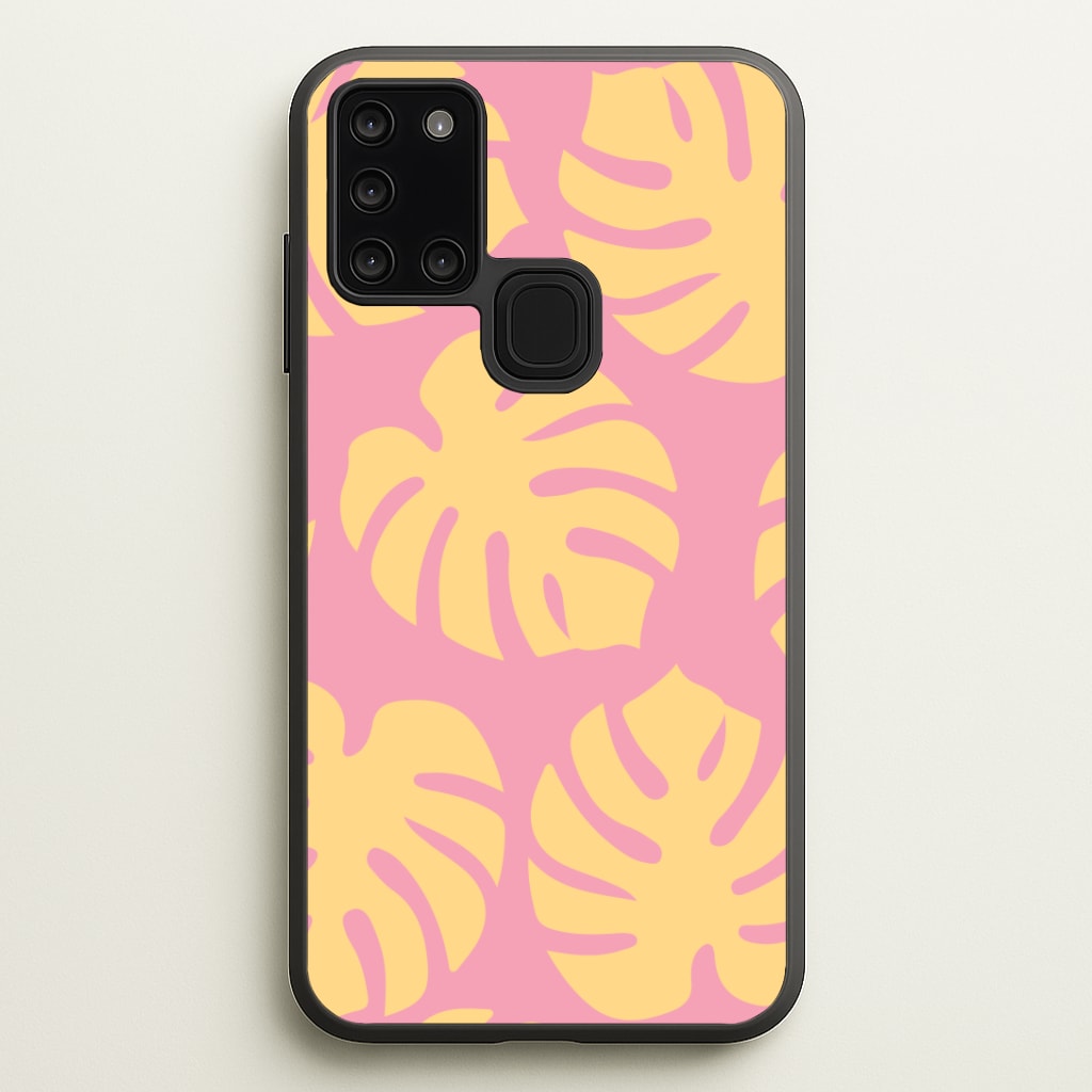 Pink And Yellow Summer Leaves Pattern Phone Case