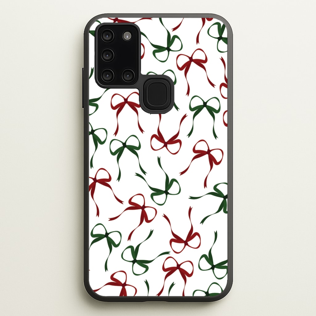Red And Green Coquette Christmas Bows Pattern Phone Case
