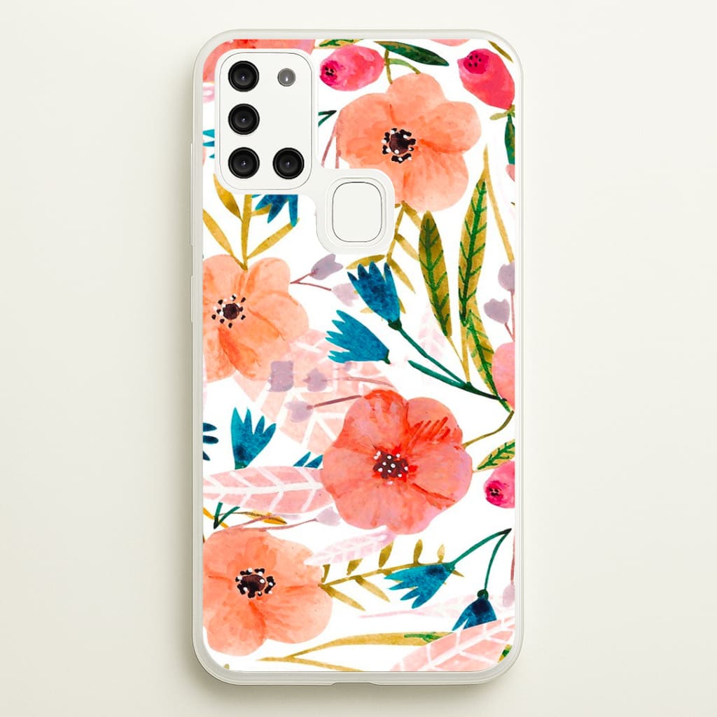 Peach Watercolour Floral Pattern Phone Case